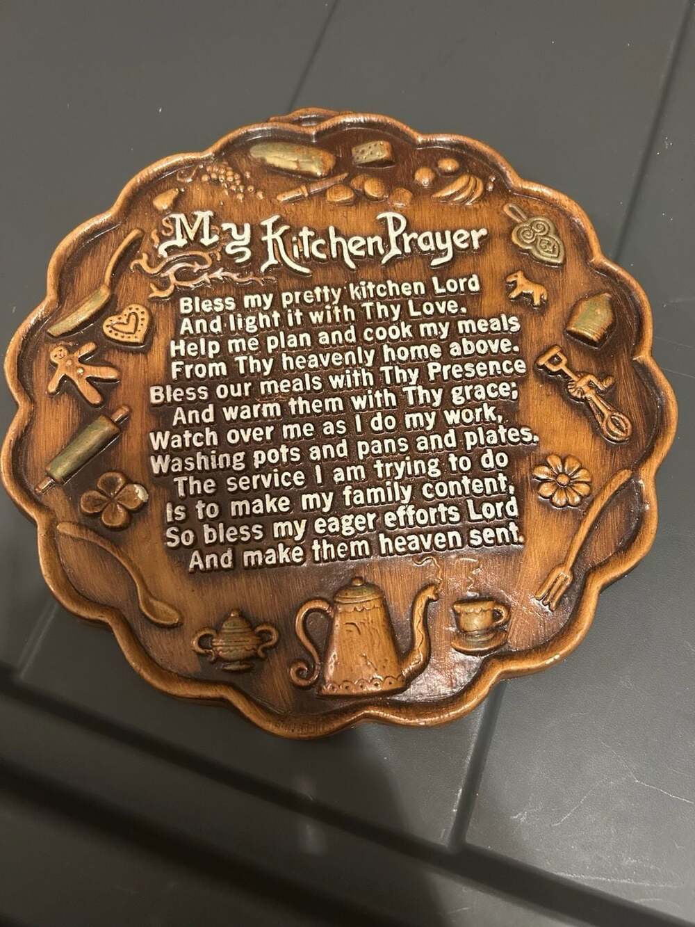 Vintage My Kitchen Prayer Ceramic Wall Plaque